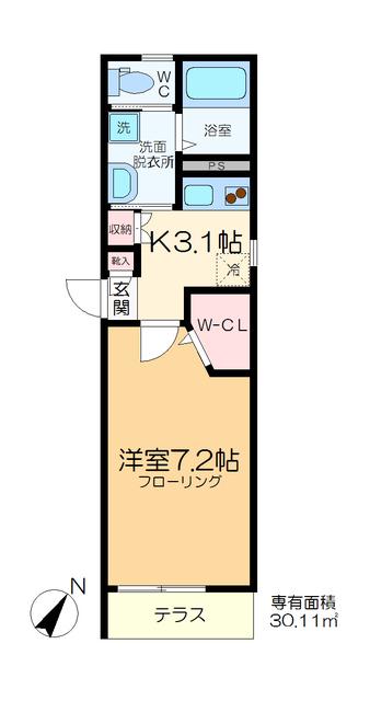フリージア(1K/1階)の間取り写真