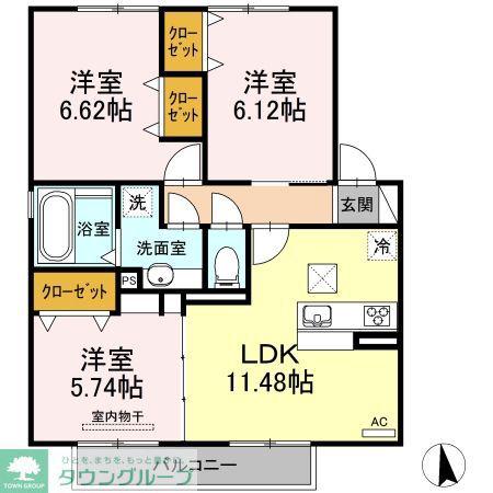 クオーレII(3LDK/1階)の間取り写真