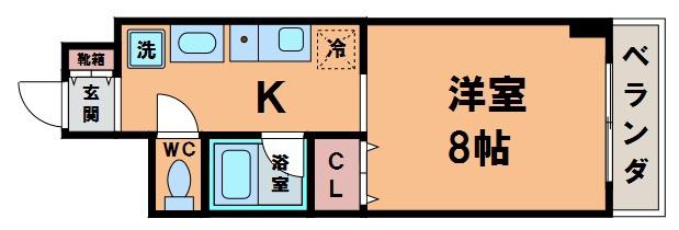 ADORER(1K/3階)の間取り写真