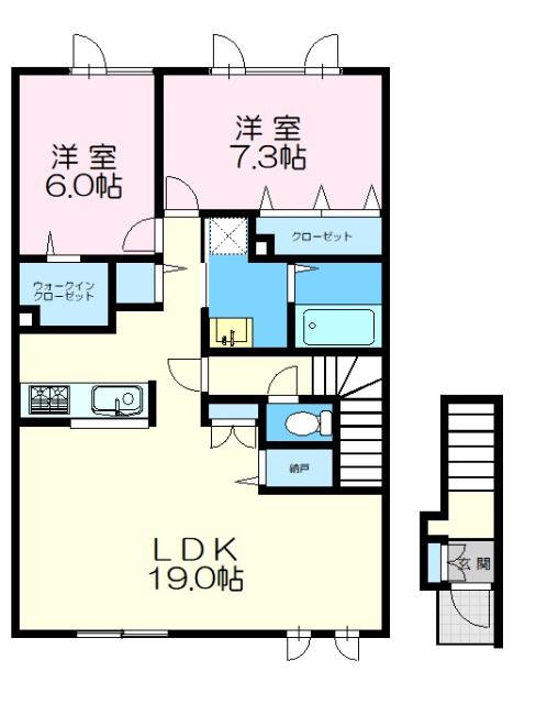 フレンドB(2LDK/2階)の間取り写真