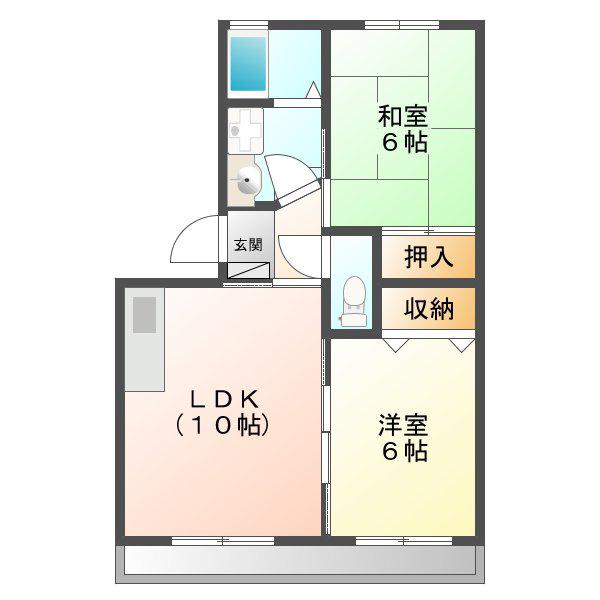クレセントK(2LDK/2階)の間取り写真