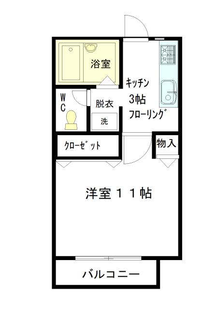 ハイツテルイ(1K/2階)の間取り写真