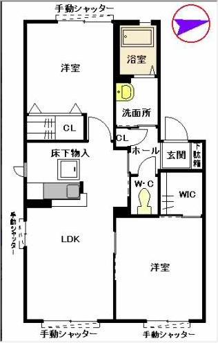 積水ハウスの(2LDK/1階)の間取り写真