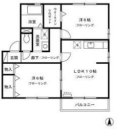 リビングタウン山王A棟(2LDK/2階)の間取り写真