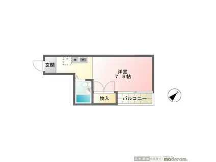 ピア目黒中町(ワンルーム/3階)の間取り写真