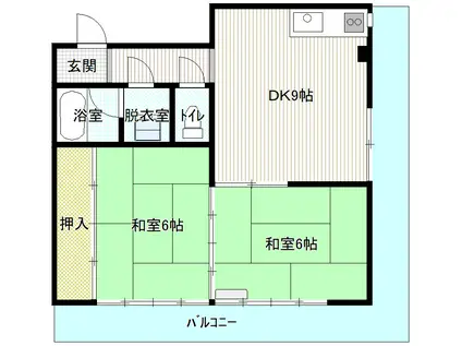 リヴィエール日之出(2DK/3階)の間取り写真