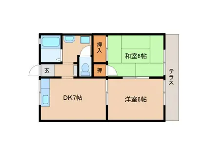 ルルデハイツI(2DK/1階)の間取り写真