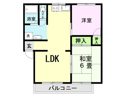 コーポ三里木(2LDK/2階)の間取り写真