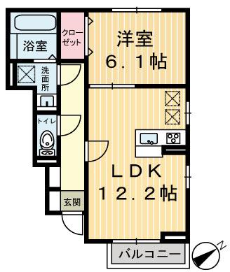 アヴニール(1LDK/1階)の間取り写真