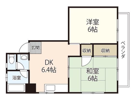 山本マンション(2DK/8階)の間取り写真