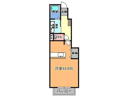 ヴィオラA(1K/1階)の間取り写真