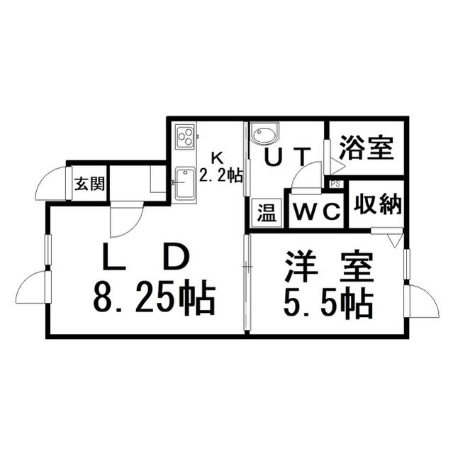 N.J中園(1LDK/2階)の間取り写真