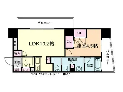 パークアクシス梅田(1LDK/7階)の間取り写真