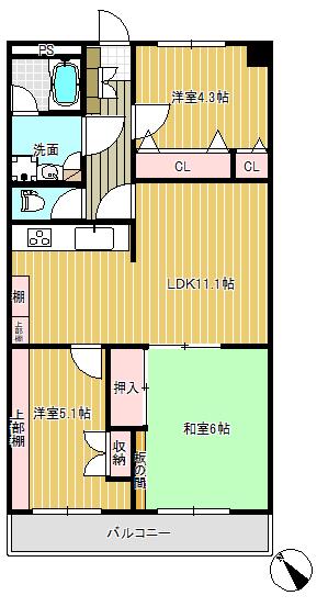 落合パークファミリア(3LDK/10階)の間取り写真