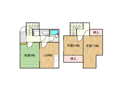 出原コーポ(3DK/1階)の間取り写真
