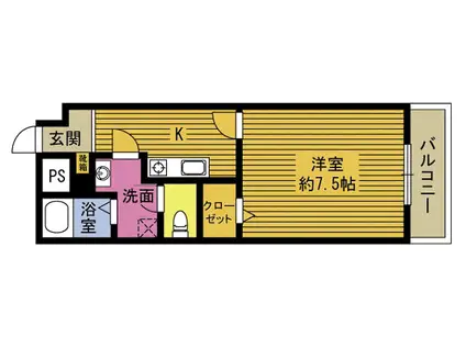 パルティール石垣(1K/4階)の間取り写真