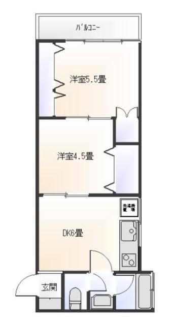 ときわ台マンション(2DK/4階)の間取り写真