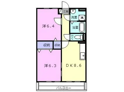 フラット立石D棟 (2LDK/3階)の間取り写真