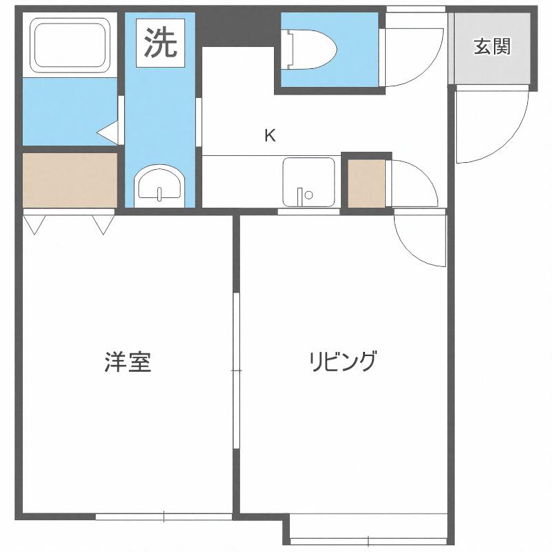 シード豊平(1LDK/2階)の間取り写真