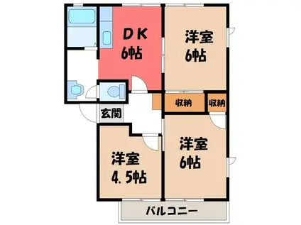 ベルジュールA(3DK/1階)の間取り写真