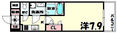 エスリード神戸海岸通(1K/12階)の間取り写真