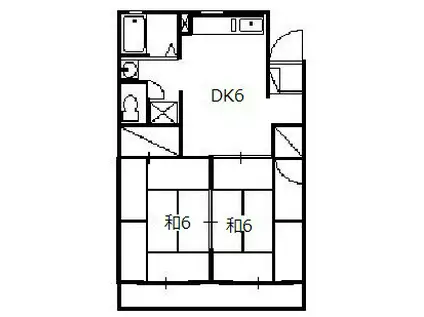 コーポことぶき(2DK/2階)の間取り写真