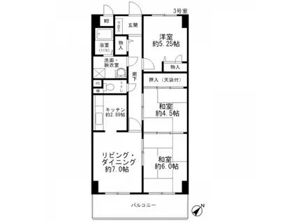 中本ビル(3LDK/2階)の間取り写真