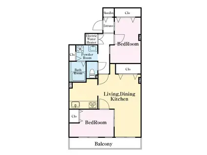 成田中央公園スカイハイツC棟(2LDK/6階)の間取り写真