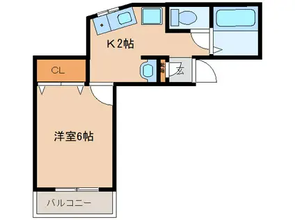 ベルハイツ(1K/3階)の間取り写真