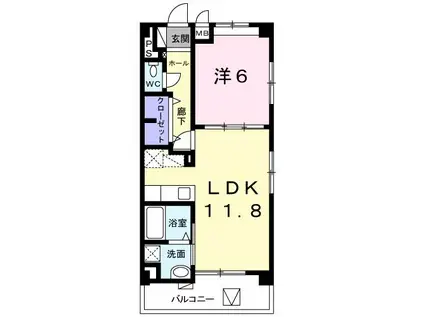 RIZZANG TERRACE(1LDK/4階)の間取り写真