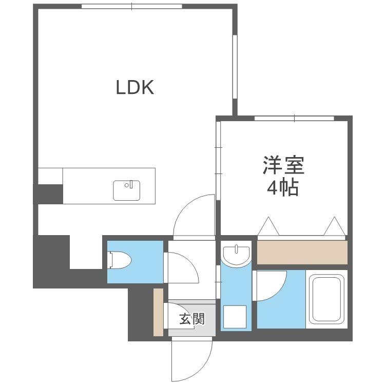 カレラ学園前(1LDK/4階)の間取り写真