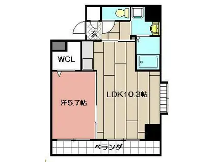 アイランドコート別院(1LDK/6階)の間取り写真