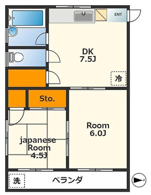 ヴィラ・パルナシウス(2DK/3階)の間取り写真