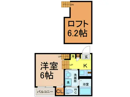 GRANDFORME堀田(1K/1階)の間取り写真