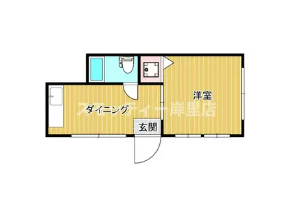 プロパティー千本南(1DK/1階)の間取り写真