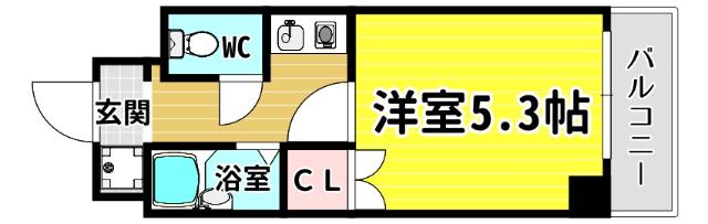 セレッソコート西心斎橋(1K/11階)の間取り写真