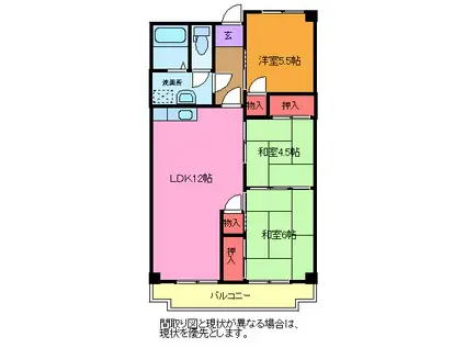 グリーンハイツ取手(3LDK/7階)の間取り写真