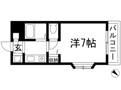 レジデンス松濤(1K/2階)の間取り写真