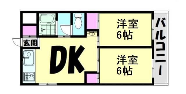プレンティハイツ綾園(2DK/3階)の間取り写真
