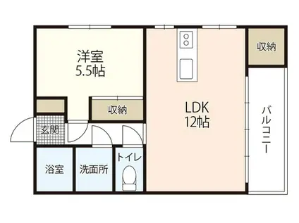 皆川ビル(1LDK/2階)の間取り写真