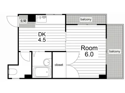 アーバンフラット長谷川(1DK/1階)の間取り写真