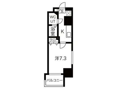 JPレジデンス神戸(1K/2階)の間取り写真
