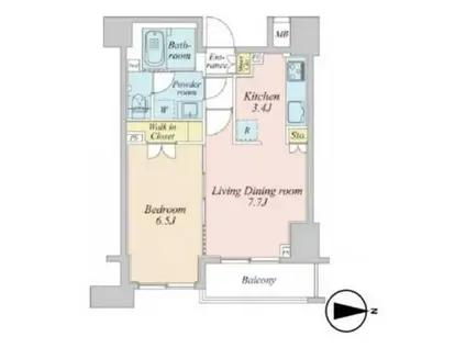 プラウドフラット神楽坂II(1LDK/8階)の間取り写真