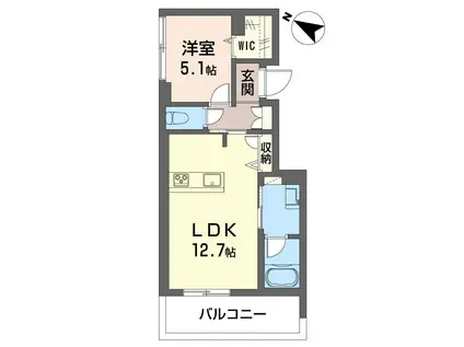 ジョイアスガード浦和美園(1LDK/1階)の間取り写真