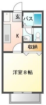 I・S・Kスクエア(1K/2階)の間取り写真