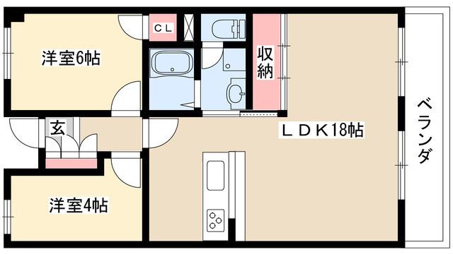 パピヨンヤシロ(2LDK/2階)の間取り写真