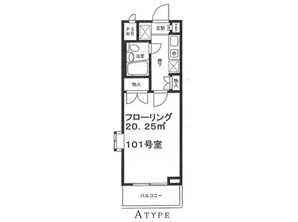 ポケットハイツ鶴ヶ峰(1K/1階)の間取り写真
