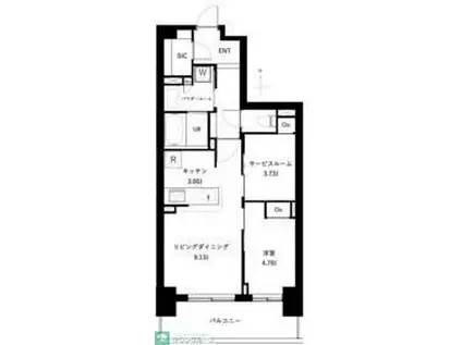 アーバンパーク谷在家(1SLDK/11階)の間取り写真