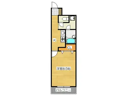 ドミール二日市(1K/2階)の間取り写真