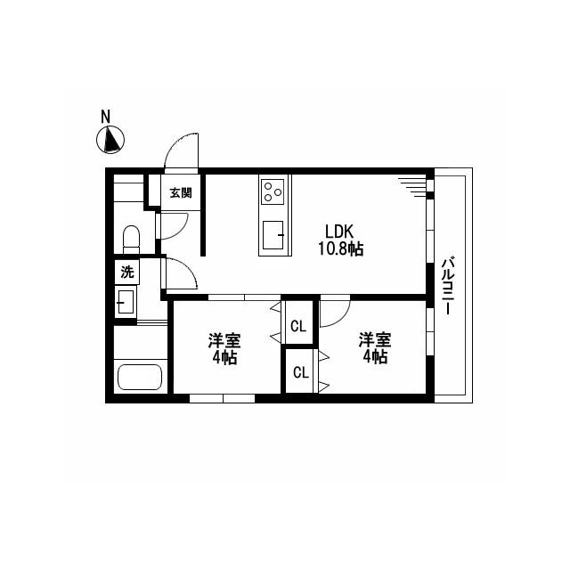 ミア流山(2LDK/1階)の間取り写真